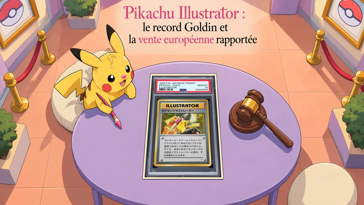 Couverture illustrée : Pikachu Illustrator : le record Goldin et la vente européenne rapportée.