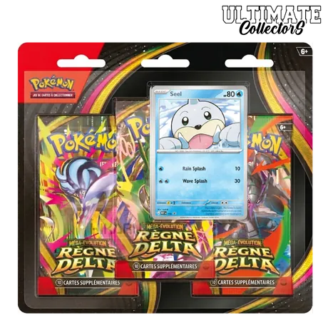 Tripack Règne Delta présenté par Hikaru avec une carte promo en anglais.