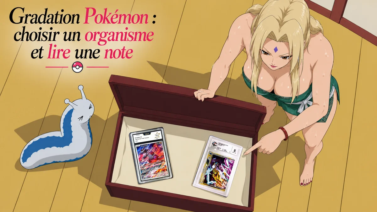 Couverture illustrée : Gradation Pokémon : choisir un organisme et lire une note.