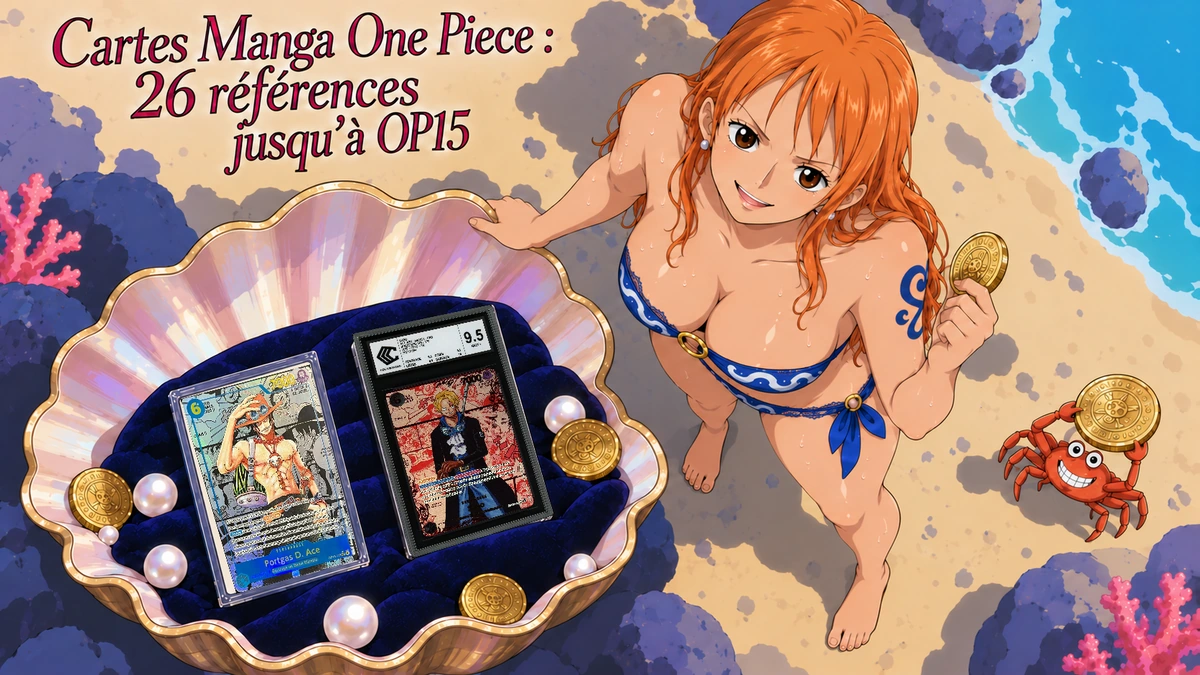 Couverture illustrée : Cartes Manga One Piece : 26 références jusqu’à OP15.
