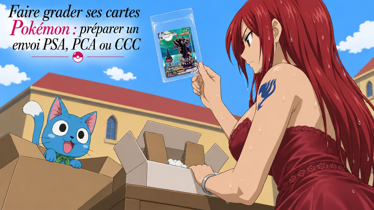 Couverture illustrée : Faire grader ses cartes Pokémon : préparer un envoi PSA, PCA ou CCC.