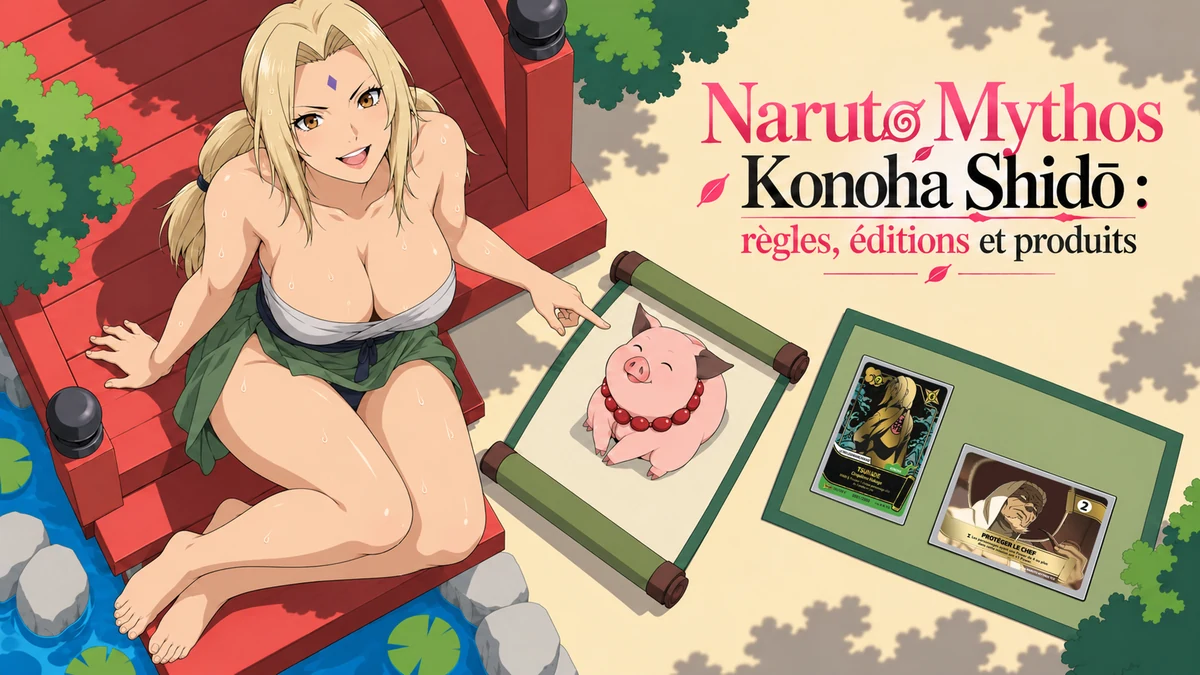 Couverture illustrée : Naruto Mythos Konoha Shidō : règles, éditions et produits.