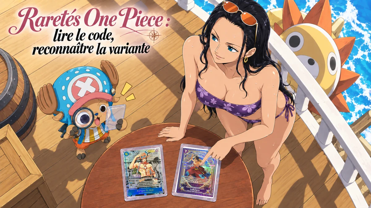 Couverture illustrée : Raretés One Piece : lire le code, reconnaître la variante.