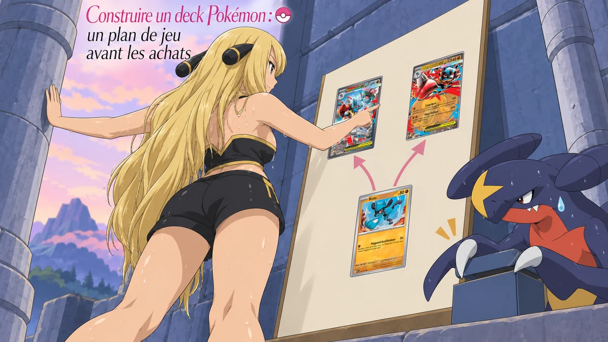Couverture illustrée : Construire un deck Pokémon : un plan de jeu avant les achats.